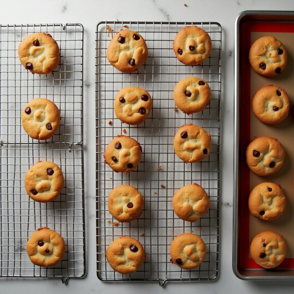 Different types of baking racks with cookies, showcasing airflow and cooling benefits for even drying.