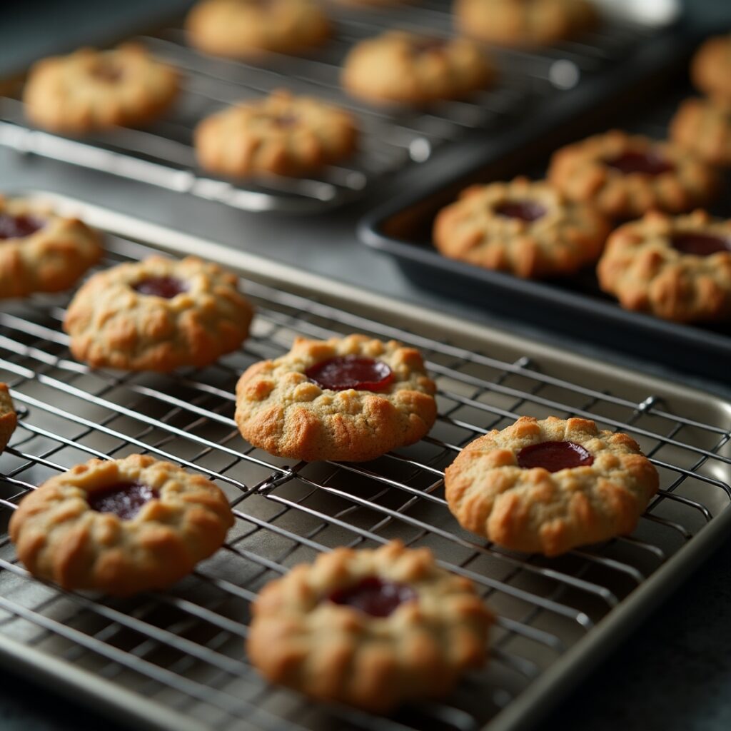 Stainless steel baking racks with a tight grid pattern, ensuring even cookie drying and preventing sagging